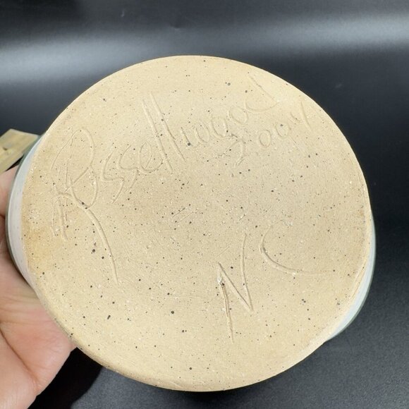 2004 North Carolina RUSSELLWOOD Pottery Hand Made Basket Dish Bowl Signed NC VTG - Picture 7 of 10